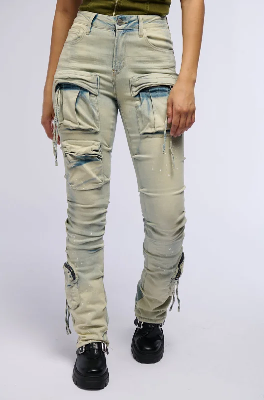 OMBRE BLUE HIGH RISE STACKED JEANS Vintage-Inspired Women's Clothes