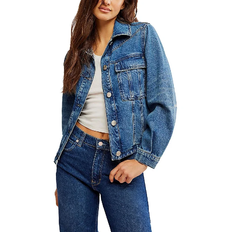 Womens Distressed Denim Denim Jacket Big Sale Event