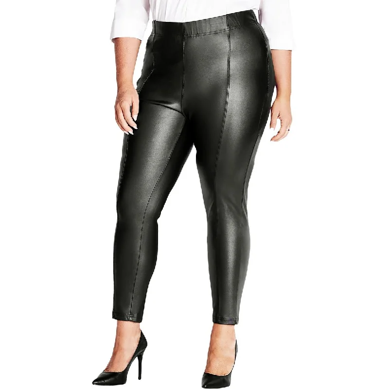 Womens Faux Leather Pull On Straight Leg Pants Clothing For Women