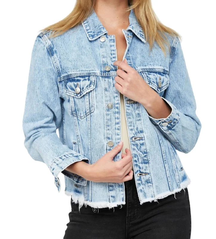 Oversized Denim Jacket In Medium Wash Women's Garments