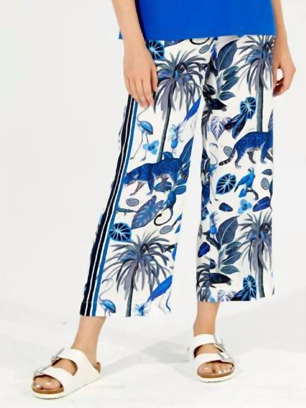 Sandra Trousers In Deep Blue Jungle Chic Women's Attire