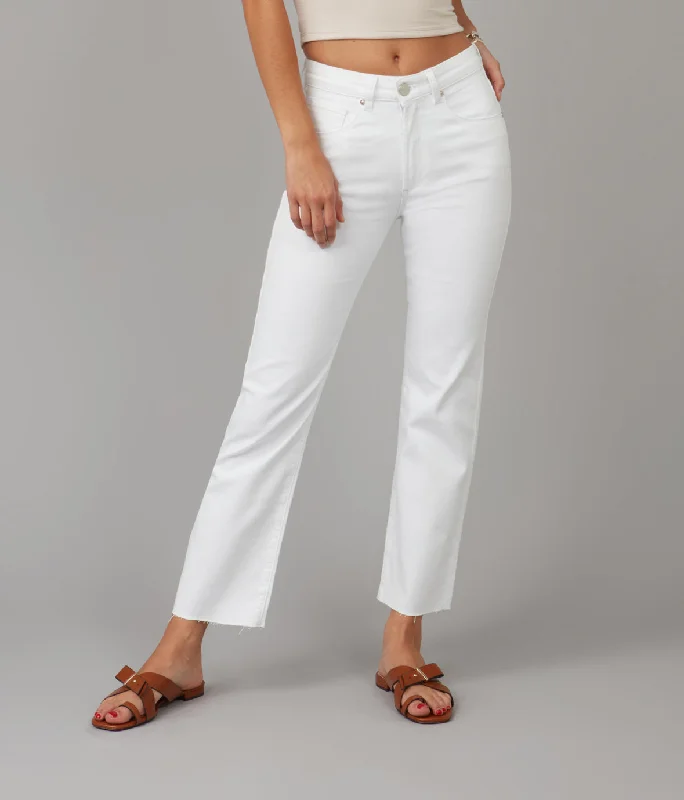 Women's DENVER-WHT High Rise Straight Jeans Women's Holiday Attire