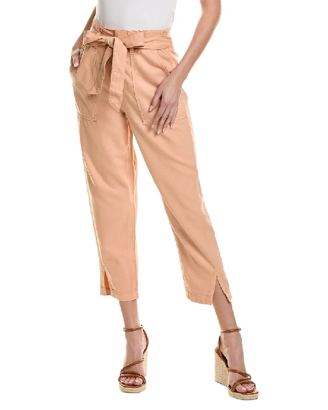 AG Jeans High-Rise Barrel Silk-Blend Paperbag Pant Timeless Women's Outfit