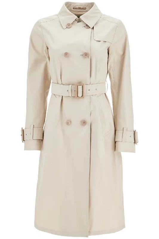 Herno Women's  Cotton Double-Breasted Trench Coat With Adjustable Sleeves Weekend Sale