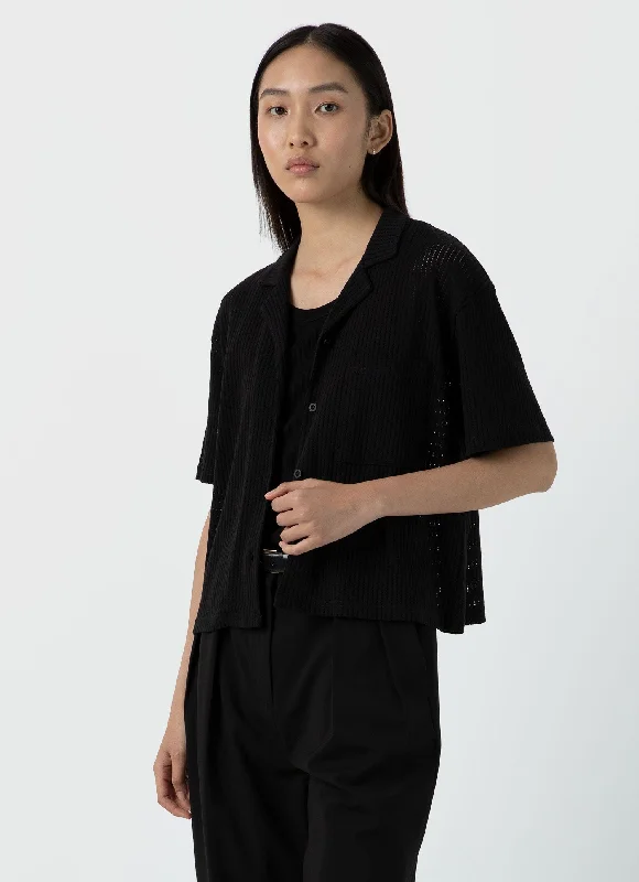 Women's Lace Mesh Shirt in Black Flash Discount