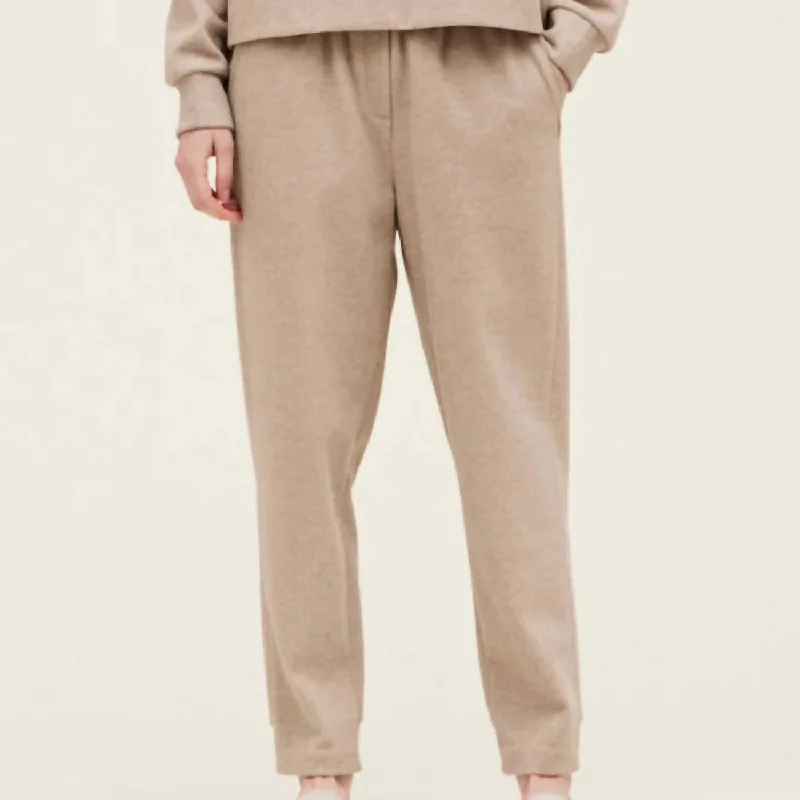 Felt Pants In Beige Women's Cozy Outfit For Lounging