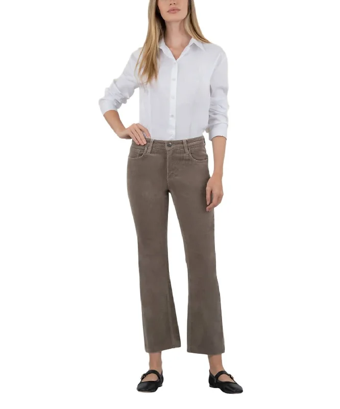 Kelsey Corduroy Ankle Flair Inset Pants In Rosemary Women's Party Clothes