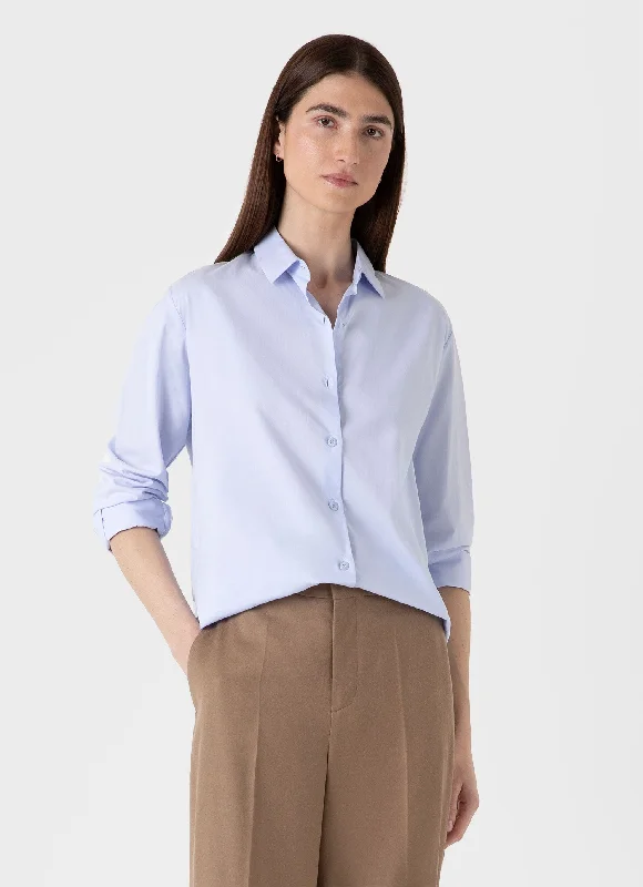 Women's Cotton Shirt in Blue Holiday Special Offers