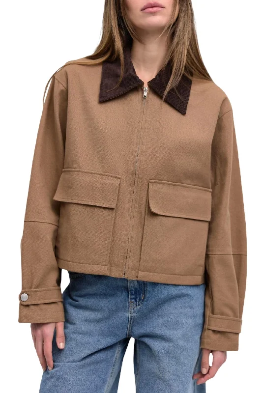 Cropped Barn Jacket In Brown Best Online Boutiques