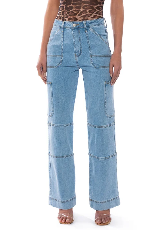 KENDALL WIDE LEG UTILITY JEANS Designer Women's Fashion Online