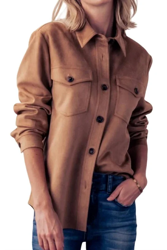 Suede Trucker Jacket In Camel Edgy Fashion