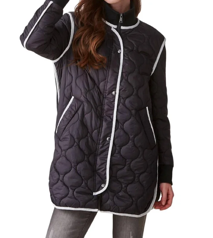 Quilted Coat In Black Flash Discount