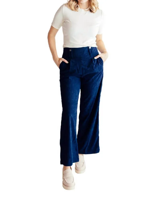 Taylor Corduroy Cotton Pants In Navy Women's Formal Event Attire