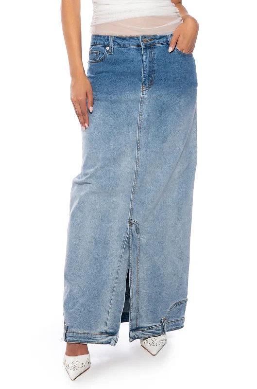 SEEING DOUBLE DENIM MAXI SKIRT Discount Store