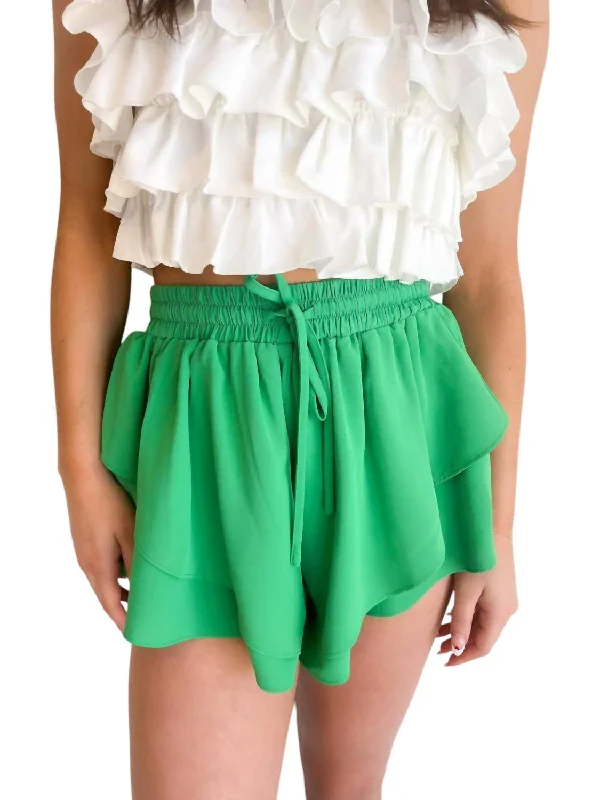 Seaside Ruffle Shorts In Green Women's Apparel