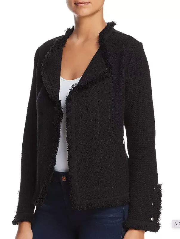 Fringe Mix Jacket In Black Chic Women's Outfit