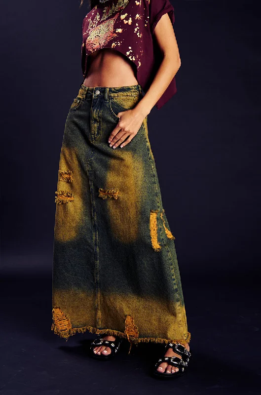 MOVIN DIFFERENT DENIM MAXI SKIRT Online Boutiques Affordable