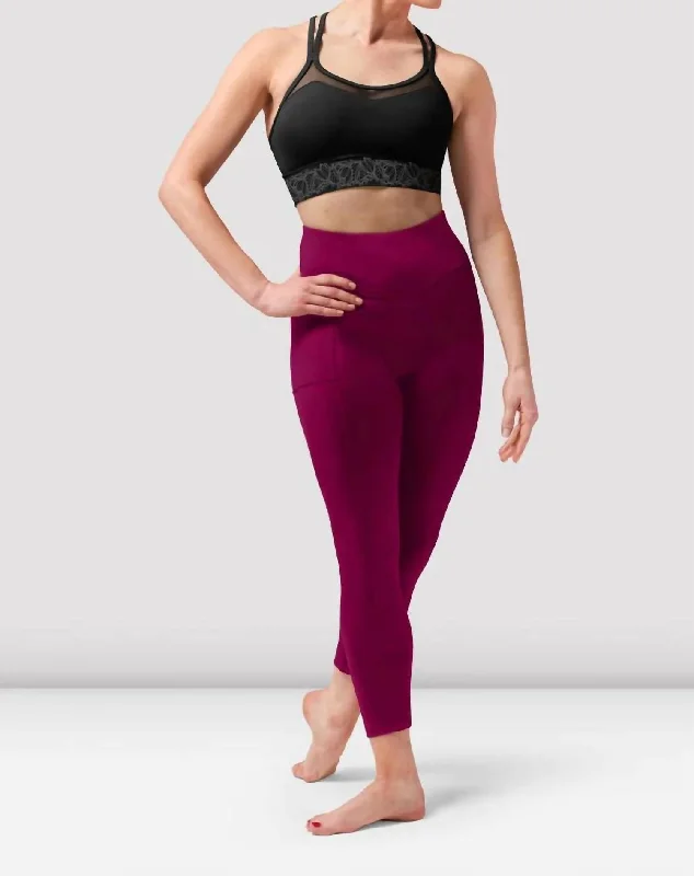 Tasha Paneled Leggings In Cherry Women's Active Outfit For Fitness