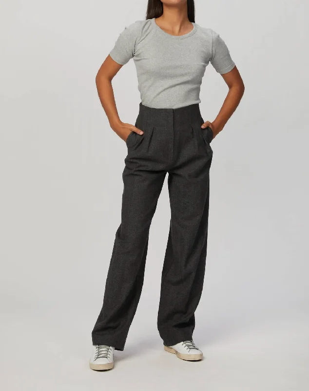 Clyde Herringbone Pants In Antracite Women's Elegant Apparel