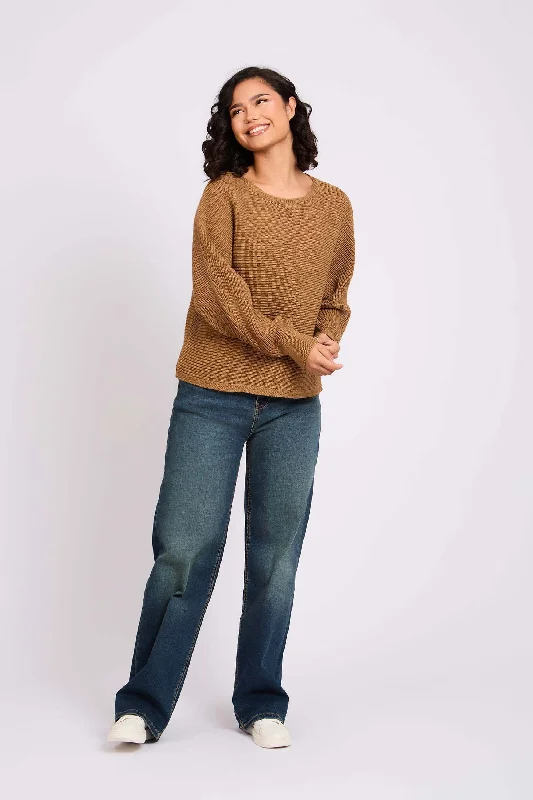 Women Pullover Oversize Cropped Beige Women's High-Fashion Garments