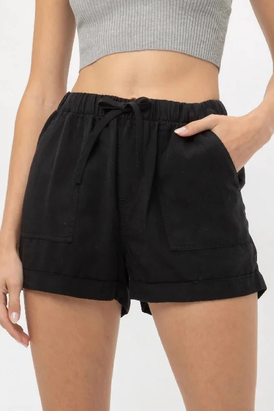 Must Have Drawstring Shorts In Black Women's Trendy Garments