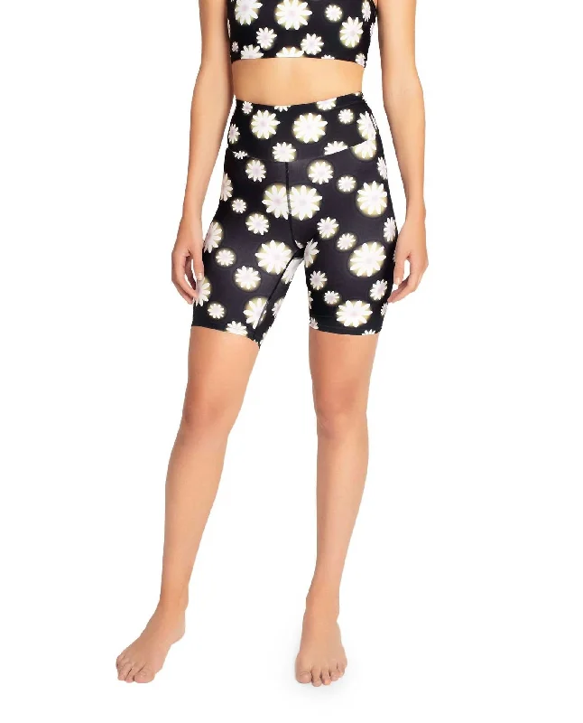 High Rise Biker Short In Hazy Daisy Fashionable Women's Clothing