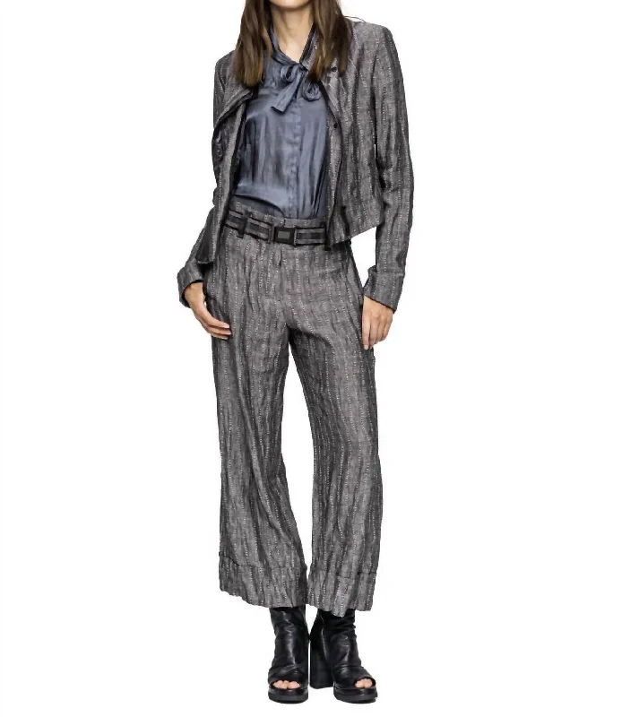 Cullotte Stripe Pant In Grey Women's Clothing For Outdoor Activities