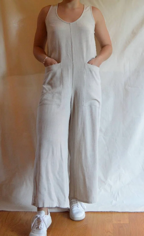 Linen Remy Jumpsuit In Natural Casual Fashion for Women