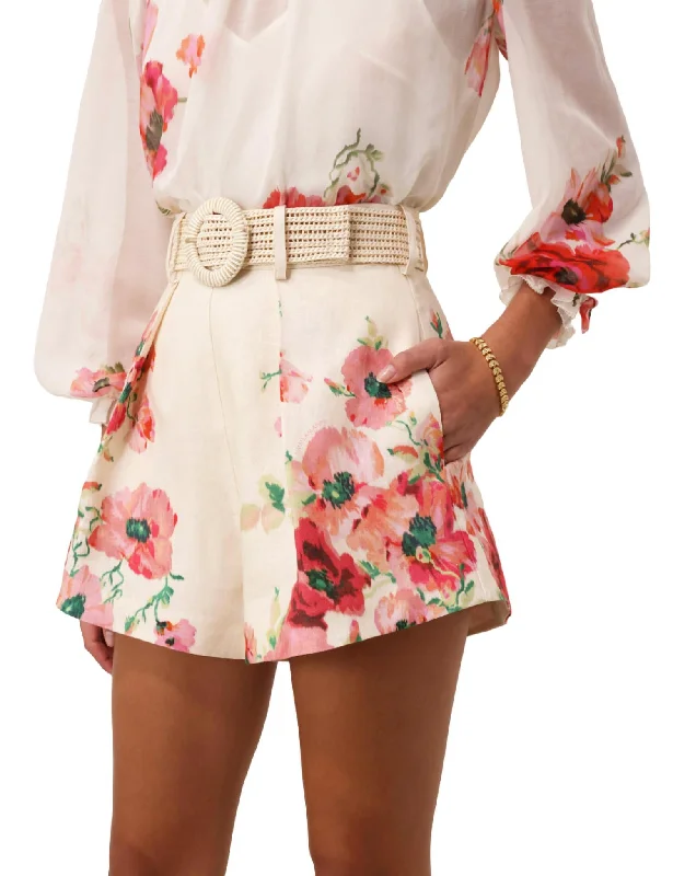 Lightburst Tuck Short In Cream Red Floral Online Boutiques