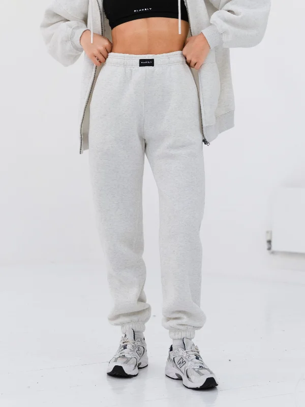 Label Sweatpants - Marl White Casual Chic Women's Clothes