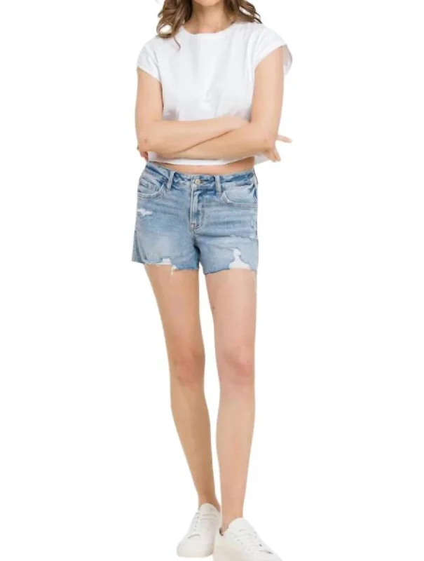 Mid Rise Holly Shorts - Plus In Light Denim Charming Everyday Clothing For Women