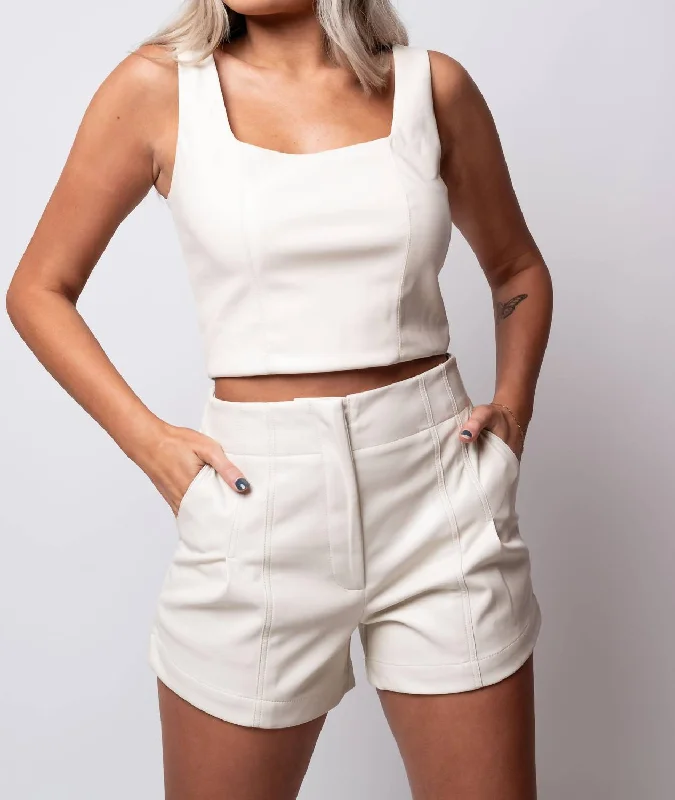 Tanya Vegan Leather Short In Ivory Women's Professional Attire