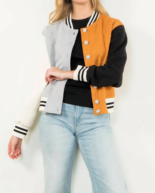 Colorblock Button Up Jacket In Multi Women's Outerwear Garments