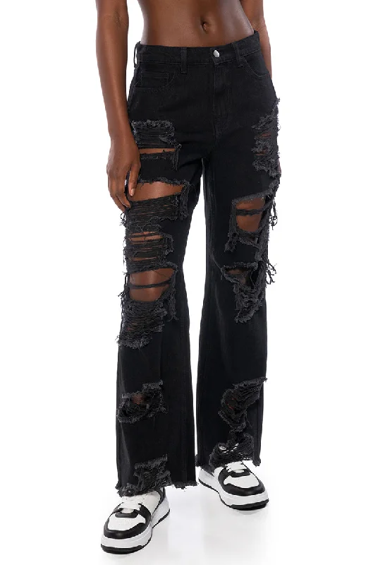 ELLA BELLA HIGH RISE WIDE LEG DISTRESSED JEANS Vintage Fashion