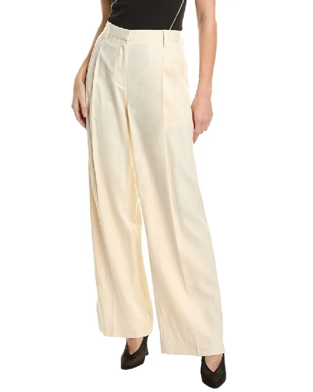 Helmut Lang Pleated Linen-Blend Pant Women's Comfortable Lounge Outfit