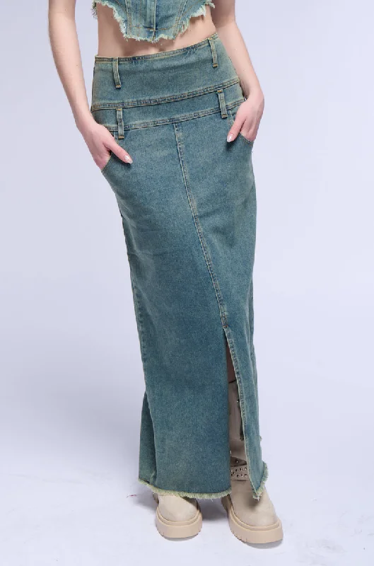 STERLING DENIM MAXI SKIRT Minimalist Style