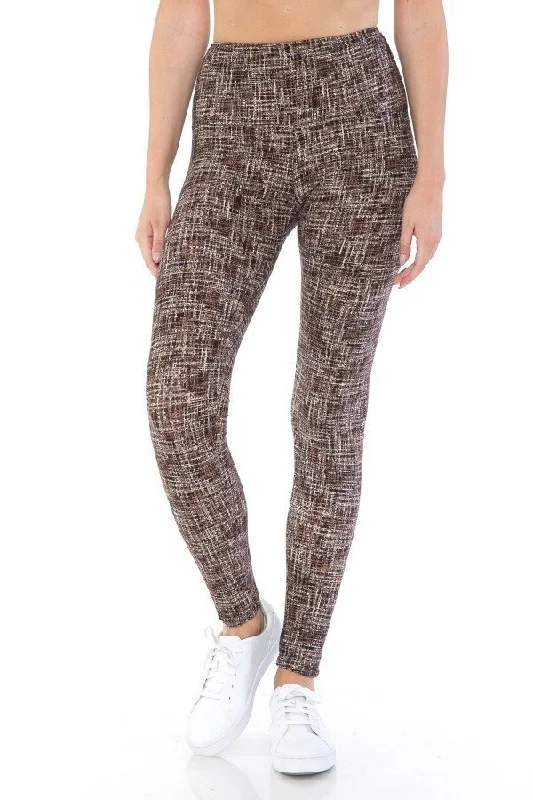 FASHNZFAB Yoga Style Banded Lined Multi Printed Knit Legging With High Waist Timeless Women's Clothing