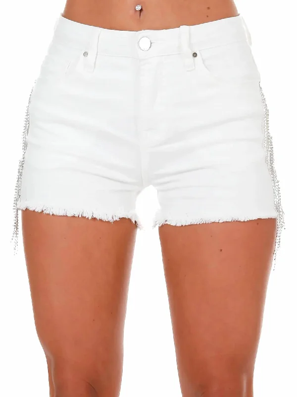 Rhinestone Shorts In White Women's Everyday Clothes