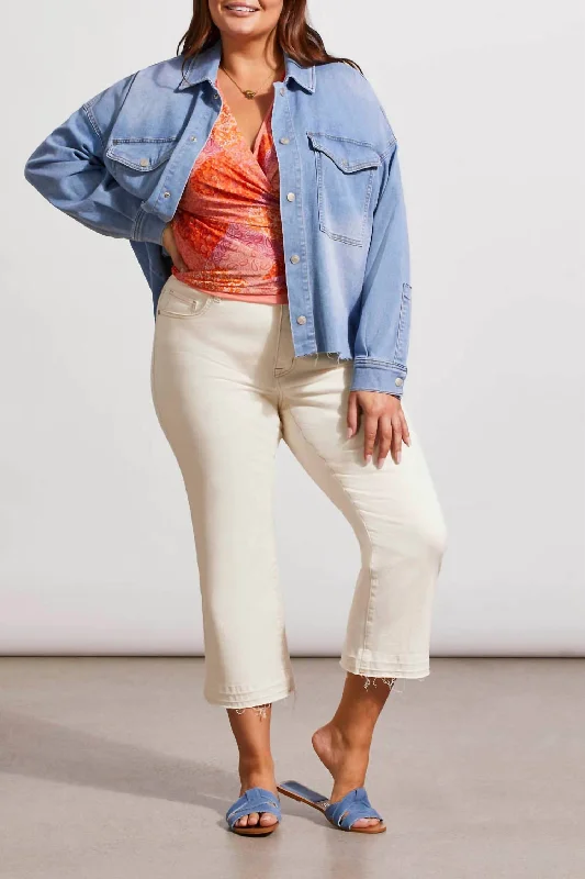 Crop Curvy Denim Jacket In Sky Blue Women's Transitional Attire