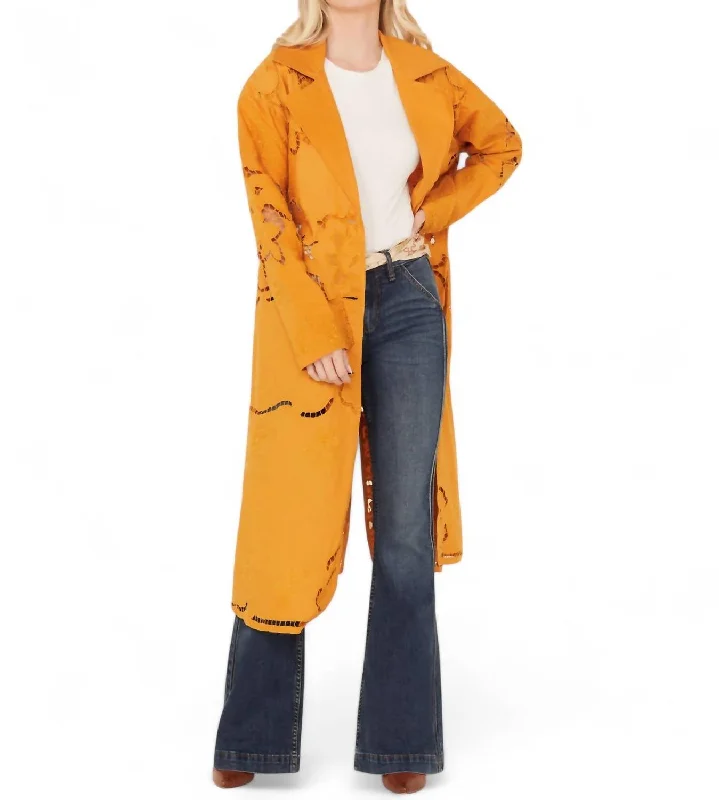 Susanna Duster In Mustard Brown Casual Chic Women's Clothes