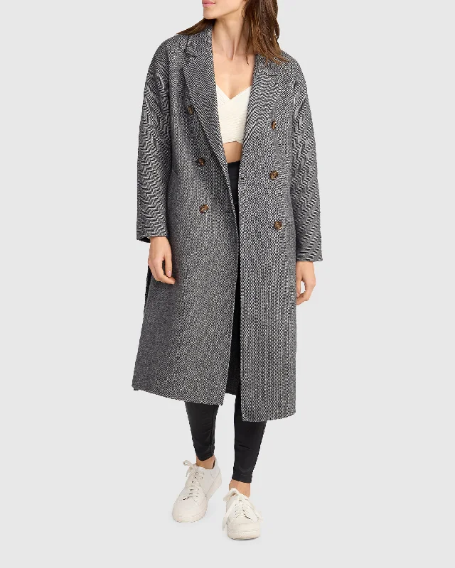 Standing Still Belted Coat Affordable Women's Apparel