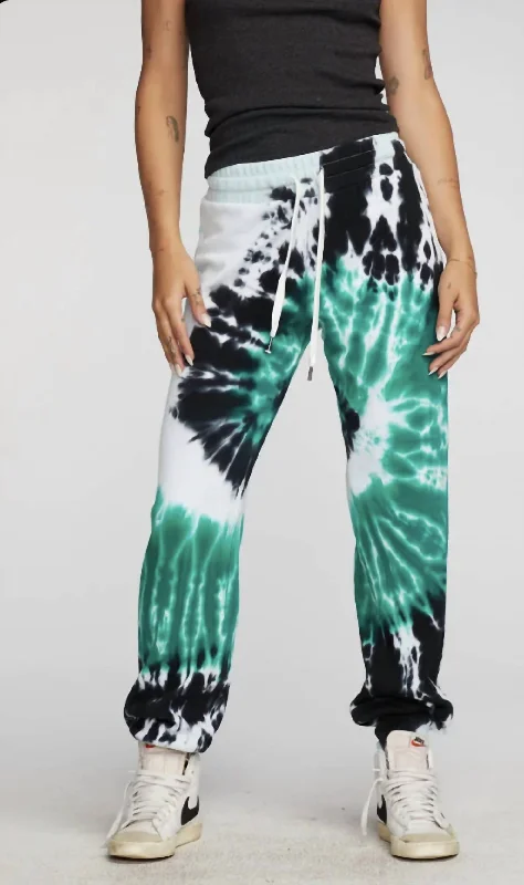 Cotton Fleece Joggers W/ Rib & Shoestring Tie In Stillwater Tie Dye Women Wear Brands