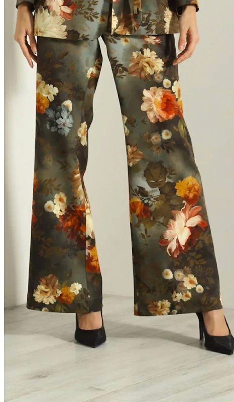 Floral Pants In Green Charming Women's Clothes For Special Events