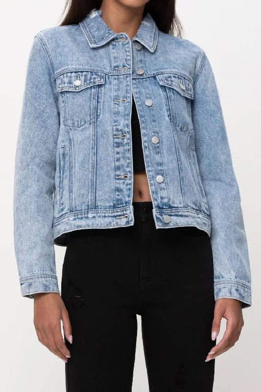 Charlotte Classic Denim Jacket In Light Wash Affordable Women's Garments