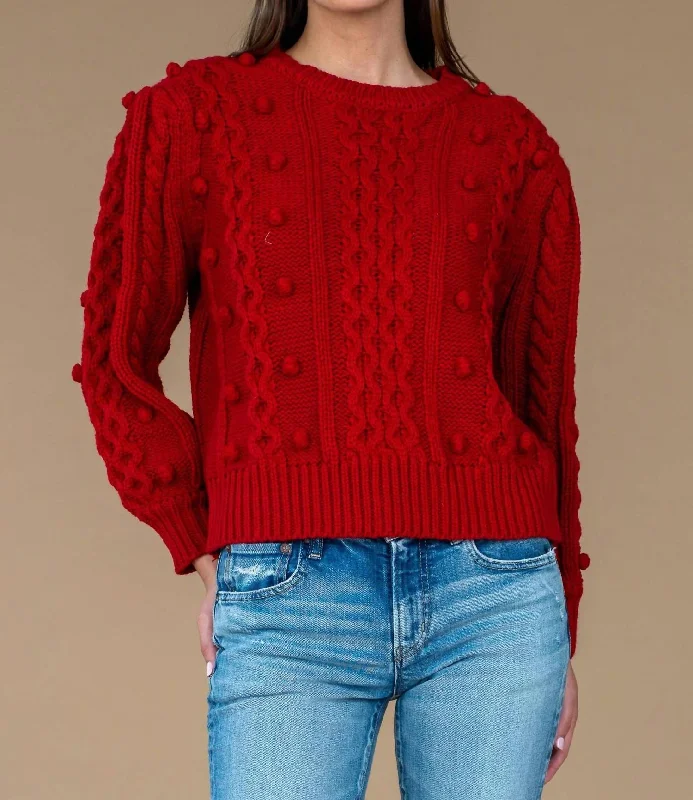 Poppy Bubble Knit Sweater In Berry Women's Relaxed Clothes