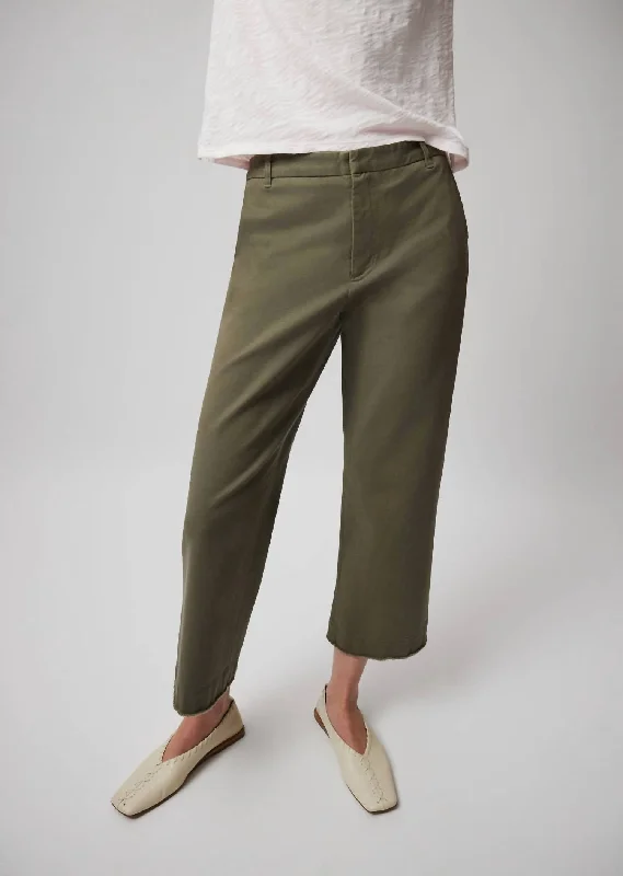 Cotton Twill Boyfriend Pant In Army Elegant Women's Evening Garments