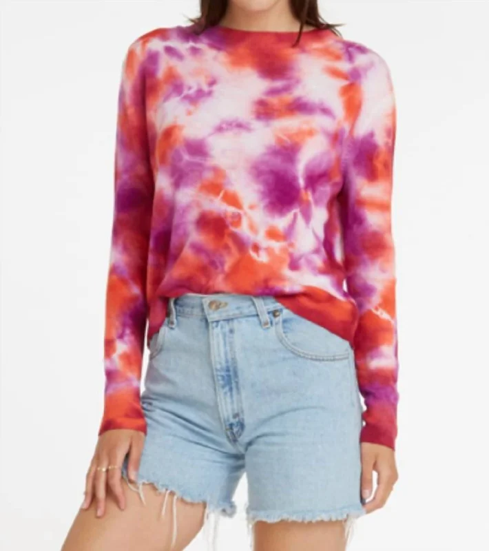 Tie Dye Crewneck Pullover In Multi Women's Professional Clothes