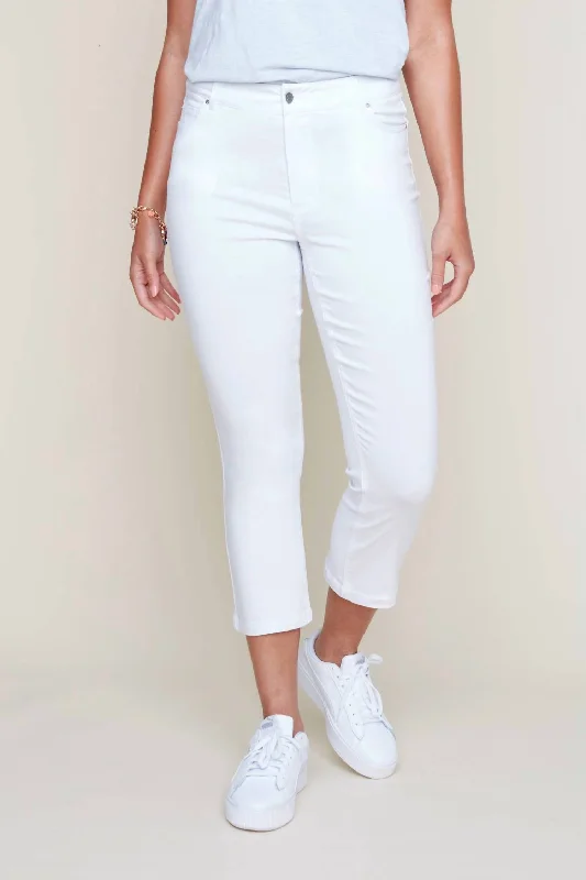 Cropped Boot Leg Pants In White Designer Women's Fashion Online