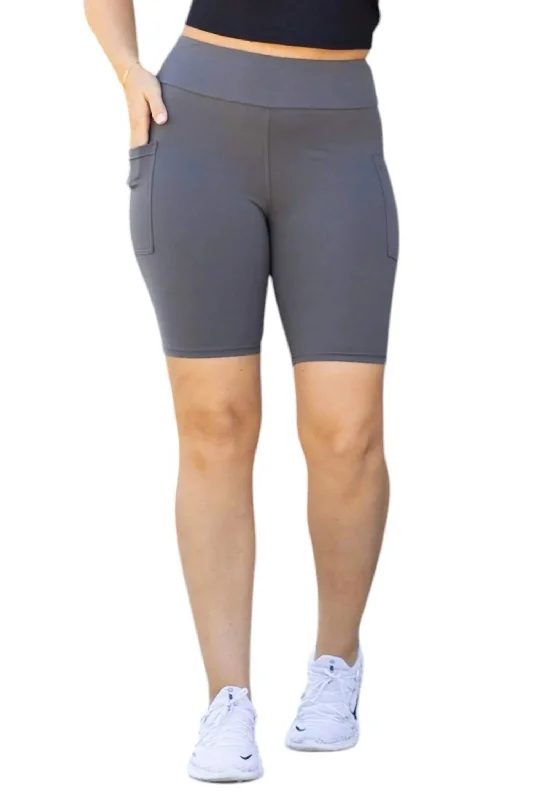 Biker Shorts In Charcoal Women's Clothing Online Sale