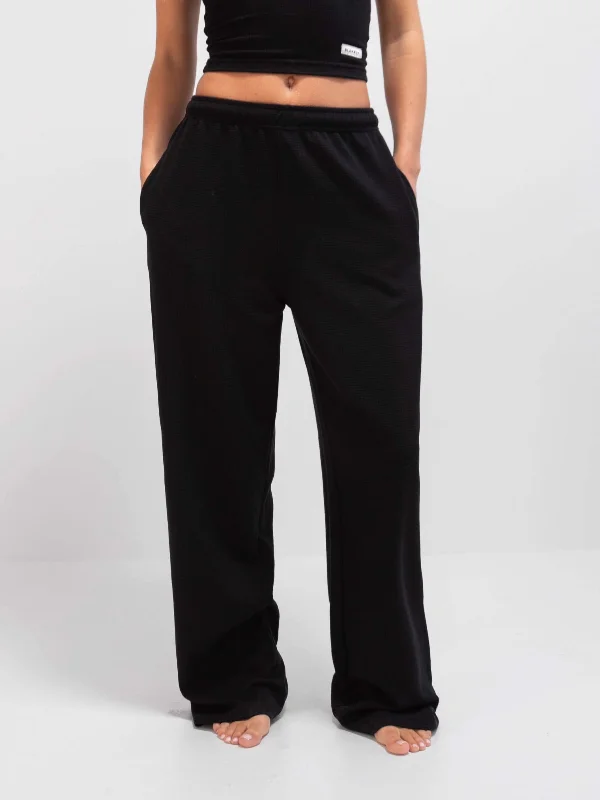 Soft Waffle Trousers - Black Women's Clothes For Outdoor Events